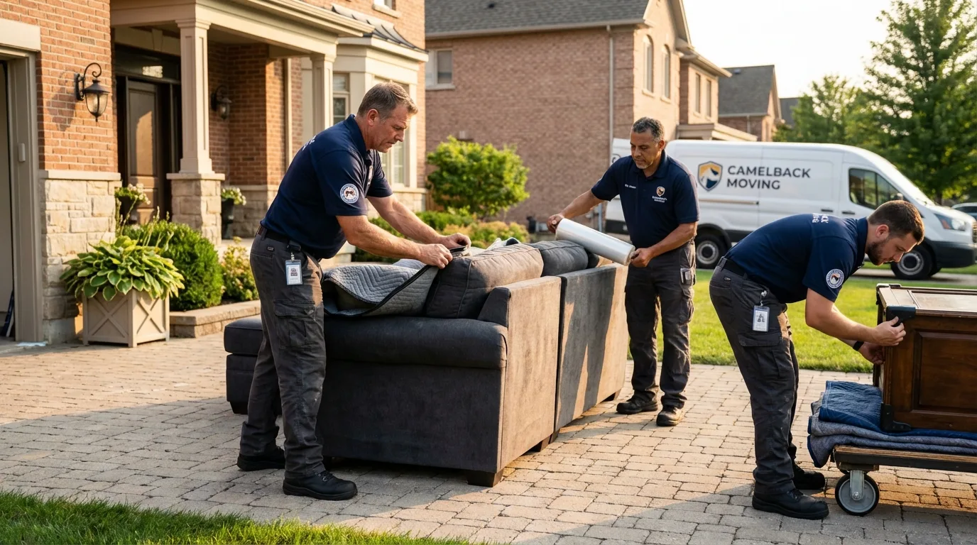 Large estate moving crew wrapping furniture in Humboldt, TN