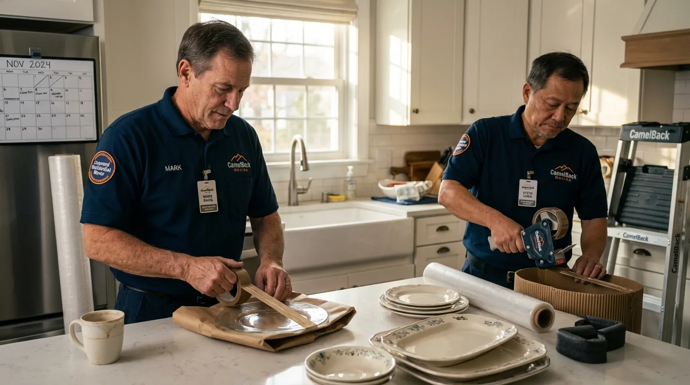 Professional crew packing kitchen dishware in Humboldt, TN